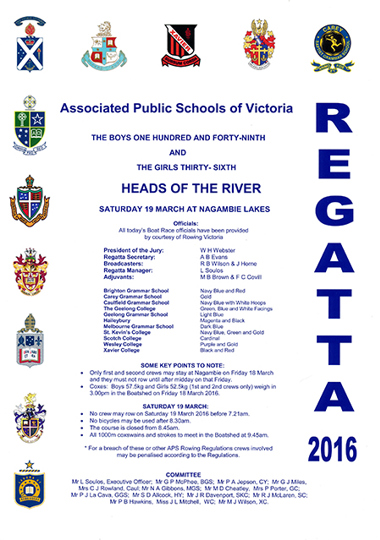 2016 regatta program cover
